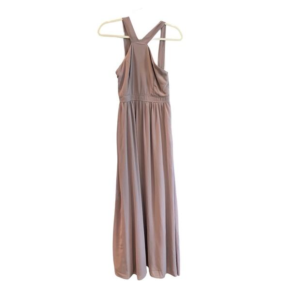 Lulu's Air of Romance Taupe Modified Halter Maxi Dress Bridesmaid Sm - Picture 3 of 12